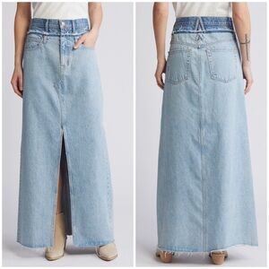 NWT Slvrlake Re Work Dallas Double High Waist Organic Cotton Denim Maxi Skirt 23